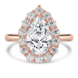 Pear Diamond 3-Prong Open Bridge Halo Engagement Ring in Rose Gold (MVSLG1569-R) Pear Diamond 3-Prong Open Bridge Halo Engagement Ring in Rose Gold (MVSLG1569-R)