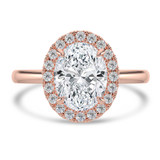 Oval Diamond 4-Prong Open Bridge Halo Engagement Ring in Rose Gold (MVSLG1557-R) Oval Diamond 4-Prong Open Bridge Halo Engagement Ring in Rose Gold (MVSLG1557-R)