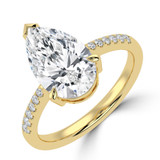 Pear Diamond 3-Prong Tapered Solitaire with Accents Engagement Ring in Yellow Gold (MVSLG1552-Y) Pear Diamond 3-Prong Tapered Solitaire with Accents Engagement Ring in Yellow Gold (MVSLG1552-Y)