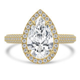 Pear Diamond 4-Prong 3-Row Pave Cathedral Halo Engagement Ring in Yellow Gold (MVSLG1551-Y) Pear Diamond 4-Prong 3-Row Pave Cathedral Halo Engagement Ring in Yellow Gold (MVSLG1551-Y)