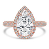 Pear Diamond 4-Prong 3-Row Pave Cathedral Halo Engagement Ring in Rose Gold (MVSLG1551-R) Pear Diamond 4-Prong 3-Row Pave Cathedral Halo Engagement Ring in Rose Gold (MVSLG1551-R)