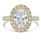 Oval Diamond 4-Prong 3-Row Pave Cathedral Halo Engagement Ring in Yellow Gold with Hidden Accents (MVSLG1549-Y) Oval Diamond 4-Prong 3-Row Pave Cathedral Halo Engagement Ring in Yellow Gold with Hidden Accents (MVSLG1549-Y)