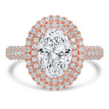 Oval Diamond 4-Prong Cathedral 3-Row Pave Double Halo Engagement Ring in Rose Gold (MVSLG1538-R) Oval Diamond 4-Prong Cathedral 3-Row Pave Double Halo Engagement Ring in Rose Gold (MVSLG1538-R)