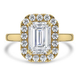 Emerald Diamond 4-Prong Cathedral Halo Engagement Ring in Yellow Gold (MVSLG1535-Y) Emerald Diamond 4-Prong Cathedral Halo Engagement Ring in Yellow Gold (MVSLG1535-Y)