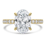 Oval Diamond 4-Prong  Solitaire with Accents Engagement Ring in Yellow Gold with Hidden Halo (MVSLG1519-Y)