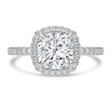 Cushion Diamond 4-Prong Diamond Accented Basket Halo Engagement Ring in White Gold (MVSLG1516-W) Cushion Diamond 4-Prong Diamond Accented Basket Halo Engagement Ring in White Gold (MVSLG1516-W)