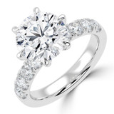 Round Diamond 6-Prong Solitaire with Accents Engagement Ring in White Gold (MVSLG1513-W) Round Diamond 6-Prong Solitaire with Accents Engagement Ring in White Gold (MVSLG1513-W)