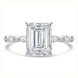 Emerald Diamond Shared Prong Solitaire with Accents Engagement Ring in White Gold with Marquise Accents (MVSLG1504-W) Emerald Diamond Shared Prong Solitaire with Accents Engagement Ring in White Gold with Marquise Accents (MVSLG1504-W)