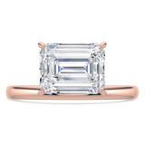 Emerald Diamond Offset Center Stone Open Bridge Solitaire with Accents Engagement Ring in Rose Gold (MVSLG1481-R) Emerald Diamond Offset Center Stone Open Bridge Solitaire with Accents Engagement Ring in Rose Gold (MVSLG1481-R)