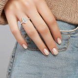 Marquise Diamond Cathedral Open Bridge Solitaire with Accents Engagement Ring in White Gold (MVSLG1471-W)