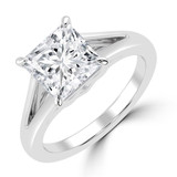Princess Diamond Cathedral Split Shank Solitaire Engagement Ring in White Gold (MVSLG1468-W)