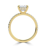 Cushion Diamond Hidden Halo Solitaire with Accents Engagement Ring in Yellow Gold (MVSLG1460-Y)