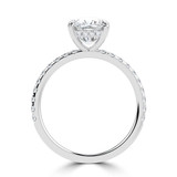 Cushion Diamond Hidden Halo Solitaire with Accents Engagement Ring in White Gold (MVSLG1460-W)