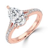 Pear Diamond Cathedral Split Shank Solitaire with Accents Engagement Ring in Rose Gold (MVSLG1452-R) Pear Diamond Cathedral Split Shank Solitaire with Accents Engagement Ring in Rose Gold (MVSLG1452-R)