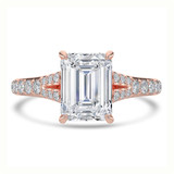 Emerald Diamond Cathedral Split Shank Solitaire with Accents Engagement Ring in Rose Gold (MVSLG1449-R) Emerald Diamond Cathedral Split Shank Solitaire with Accents Engagement Ring in Rose Gold (MVSLG1449-R)