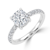 Cushion Diamond Offset Center Stone Solitaire with Accents Engagement Ring in White Gold (MVSLG1431-W) Cushion Diamond Offset Center Stone Solitaire with Accents Engagement Ring in White Gold (MVSLG1431-W)