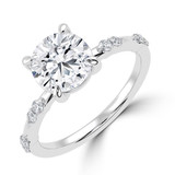 Round Diamond Solitaire with Accents Engagement Ring in White Gold (MVSLG1429-W) Round Diamond Solitaire with Accents Engagement Ring in White Gold (MVSLG1429-W)