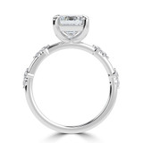 Emerald Diamond Solitaire with Accents Engagement Ring in White Gold (MVSLG1428-W) Emerald Diamond Solitaire with Accents Engagement Ring in White Gold (MVSLG1428-W)