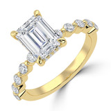 Emerald Diamond Hidden Halo Solitaire with Accents Engagement Ring in Yellow Gold (MVSLG1417-Y) Emerald Diamond Hidden Halo Solitaire with Accents Engagement Ring in Yellow Gold (MVSLG1417-Y)