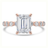 Emerald Diamond Hidden Halo Solitaire with Accents Engagement Ring in Rose Gold (MVSLG1417-R) Emerald Diamond Hidden Halo Solitaire with Accents Engagement Ring in Rose Gold (MVSLG1417-R)