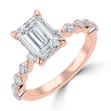 Emerald Diamond Hidden Halo Solitaire with Accents Engagement Ring in Rose Gold (MVSLG1417-R) Emerald Diamond Hidden Halo Solitaire with Accents Engagement Ring in Rose Gold (MVSLG1417-R)