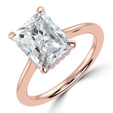 Radiant Diamond Hidden Halo Cathedral Solitaire with Accents Engagement Ring in Rose Gold (MVSLG1391-R) Radiant Diamond Hidden Halo Cathedral Solitaire with Accents Engagement Ring in Rose Gold (MVSLG1391-R)
