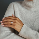 Radiant Diamond Hidden Halo Cathedral Solitaire with Accents Engagement Ring in Rose Gold (MVSLG1391-R) Radiant Diamond Hidden Halo Cathedral Solitaire with Accents Engagement Ring in Rose Gold (MVSLG1391-R)