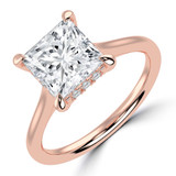 Princess Diamond Hidden Halo Cathedral Solitaire with Accents Engagement Ring in Rose Gold (MVSLG1390-R) Princess Diamond Hidden Halo Cathedral Solitaire with Accents Engagement Ring in Rose Gold (MVSLG1390-R)