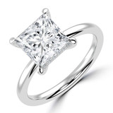 Princess Diamond Hidden Halo Solitaire with Accents Engagement Ring in White Gold (MVSLG1389-W) Princess Diamond Hidden Halo Solitaire with Accents Engagement Ring in White Gold (MVSLG1389-W)