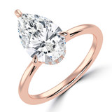 Pear Diamond Hidden Halo Solitaire with Accents Engagement Ring in Rose Gold (MVSLG1385-R)