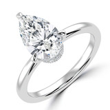 Pear Diamond Hidden Halo Solitaire with Accents Engagement Ring in White Gold (MVSLG1384-W) Pear Diamond Hidden Halo Solitaire with Accents Engagement Ring in White Gold (MVSLG1384-W)