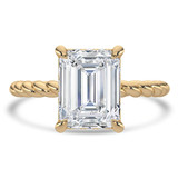 Emerald Diamond Braided Hidden Halo Open Bridge Solitaire with Accents Engagement Ring in Yellow Gold (MVSLG1364-Y)