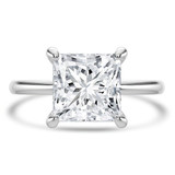 Princess Diamond Open Bridge Hidden Halo Solitaire with Accents Engagement Ring in White Gold (MVSLG1348-W)