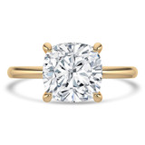 Cushion Diamond Open Bridge Hidden Halo Solitaire with Accents Engagement Ring in Yellow Gold (MVSLG1345-Y)