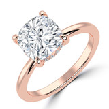 Cushion Diamond Open Bridge Hidden Halo Solitaire with Accents Engagement Ring in Rose Gold (MVSLG1345-R) Cushion Diamond Open Bridge Hidden Halo Solitaire with Accents Engagement Ring in Rose Gold (MVSLG1345-R)