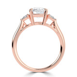 Cushion Diamond Tapered Cathedral Open Bridge Three-Stone Engagement Ring in Rose Gold (MVSLG1328-R)