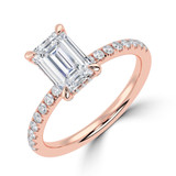 Emerald Diamond Hidden Halo Solitaire with Accents Engagement Ring in Rose Gold (MVSLG1313-R) Emerald Diamond Hidden Halo Solitaire with Accents Engagement Ring in Rose Gold (MVSLG1313-R)