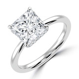 Princess Diamond Hidden Halo Solitaire with Accents Engagement Ring in White Gold (MVSLG1311-W) Princess Diamond Hidden Halo Solitaire with Accents Engagement Ring in White Gold (MVSLG1311-W)
