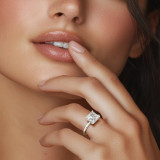 Princess Diamond Hidden Halo Solitaire with Accents Engagement Ring in White Gold (MVSLG1311-W) Princess Diamond Hidden Halo Solitaire with Accents Engagement Ring in White Gold (MVSLG1311-W)