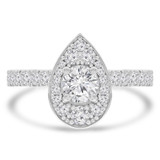 Round Diamond Pear Halo Engagement Ring in White Gold with Accents (MVSLG1307-W)