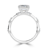 Emerald Diamond Double Prong Hidden Halo Solitaire with Accents Engagement Ring in White Gold (MVSLG1616-W)
