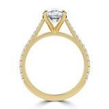 Cushion Diamond Cathedral Tapered Pave Solitaire with Accents Engagement Ring in Yellow Gold (MVSLG1617-Y)