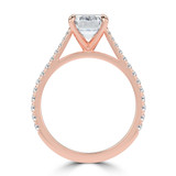 Emerald Diamond Cathedral Tapered Pave Solitaire with Accents Engagement Ring in Rose Gold (MVSLG1618-R)