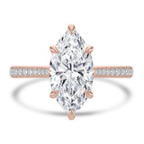 Marquise Diamond Cathedral Tapered Pave Solitaire with Accents Engagement Ring in Rose Gold (MVSLG1619-R)