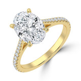 Oval Diamond Cathedral Tapered Pave Solitaire with Accents Engagement Ring in Yellow Gold (MVSLG1620-Y)