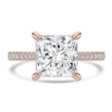 Princess Diamond Cathedral Tapered Pave Solitaire with Accents Engagement Ring in Rose Gold (MVSLG1622-R)