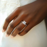 Princess Diamond Cathedral Tapered Pave Solitaire with Accents Engagement Ring in White Gold (MVSLG1622-W)