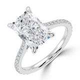 Radiant Diamond Cathedral Tapered Pave Solitaire with Accents Engagement Ring in White Gold (MVSLG1623-W)