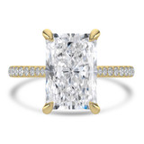 Radiant Diamond Cathedral Tapered Pave Solitaire with Accents Engagement Ring in Yellow Gold (MVSLG1623-Y)