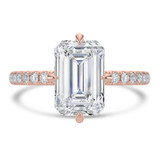 Emerald Diamond Hidden Halo Compass Set Solitaire with Accents Engagement Ring in Rose Gold (MVSLG1626-R)